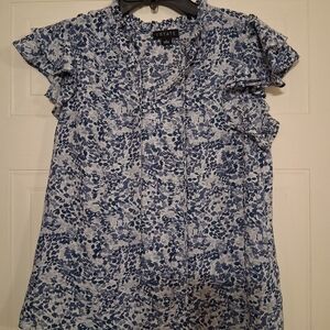 1. State Women's Blue Floral Top